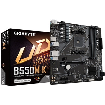 Gigabyte B550M K Micro-ATX Motherboard - AM4, PCIe 4.0, Dual M.2 Gigabyte B550M K Micro-ATX Motherboard - AM4, PCIe 4.0, Dual M.2